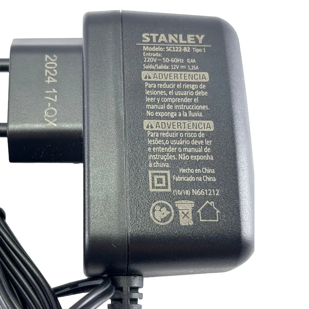 CARREGADOR 12V 1.25A 220V PARAFUSADEIRA (N676850) Stanley